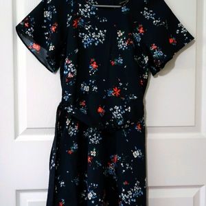 Floral Flutter-Sleeve Dress